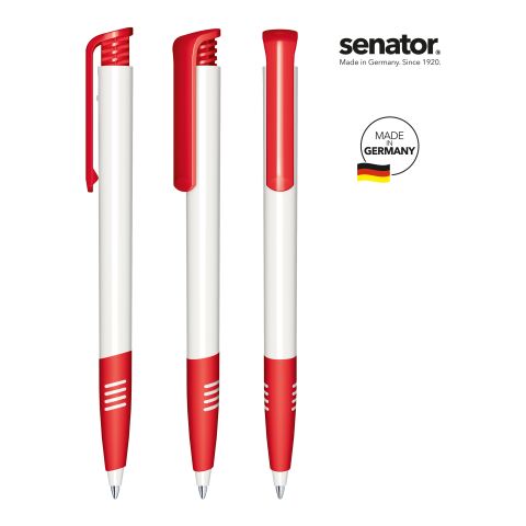 Werbeartikel senator Super Hit Polished Basic SG Druckkugelschreiber – weiß-rot – mit Logo bedruckt