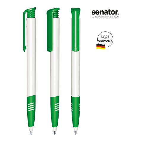 Werbeartikel senator Super Hit Polished Basic SG Druckkugelschreiber – weiß-grün – mit Logo bedruckt