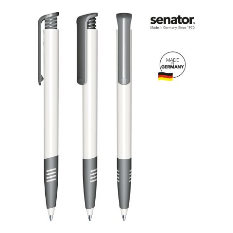 Streuartikel Senator Super Hit Polished Basic Druckkugelschreiber – weiß-anthrazit – mit Logo bedruckt schwarz schreibend für den Büroalltag