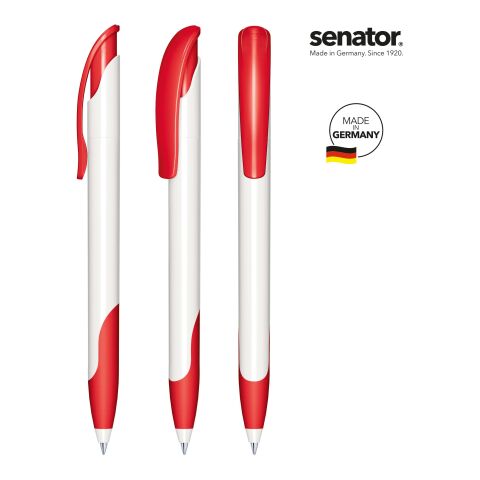 Werbemittel Kugelschreiber senator Challenger – weiß-rot – mit Logo bedruckt Druckkugelschreiber made in germany