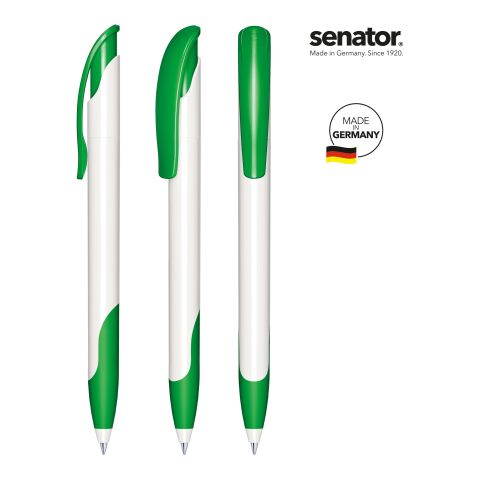Werbeartikel senator Challenger Polished Basic SG Druckkugelschreiber – weiß-grün – mit Logo bedruckt