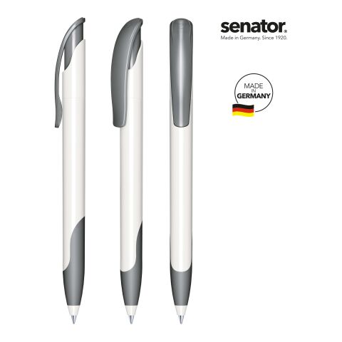 Firmengeschenk Senator Challenger – weiß-grau – mit Logo bedruckt Kugelschreiber Druckkugelschreiber Made in Germany
