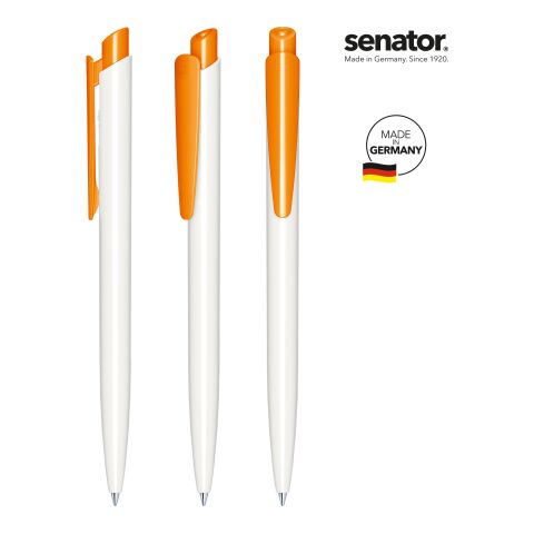 Werbeartikel senator Dart Polished Basic Druckkugelschreiber – weiß-orange – mit Logo bedruckt