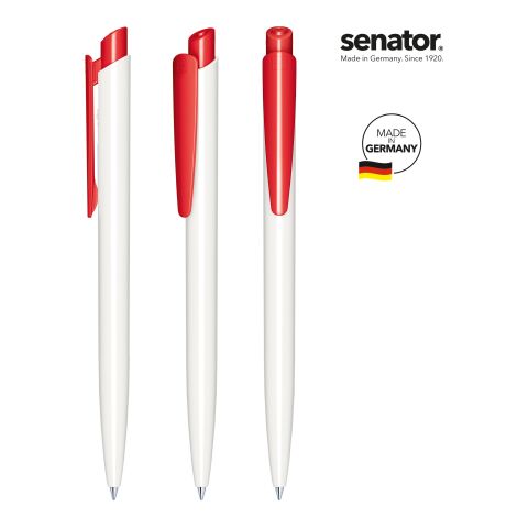 Werbeartikel senator Dart Polished Basic Druckkugelschreiber – weiß-rot – mit Logo bedruckt