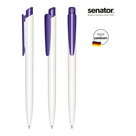 Werbeartikel senator Dart Polished Basic Druckkugelschreiber – weiß-violett – mit Logo bedruckt