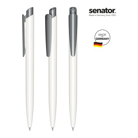 Werbeartikel senator Dart Polished Basic Druckkugelschreiber – weiß-grau – mit Logo bedruckt