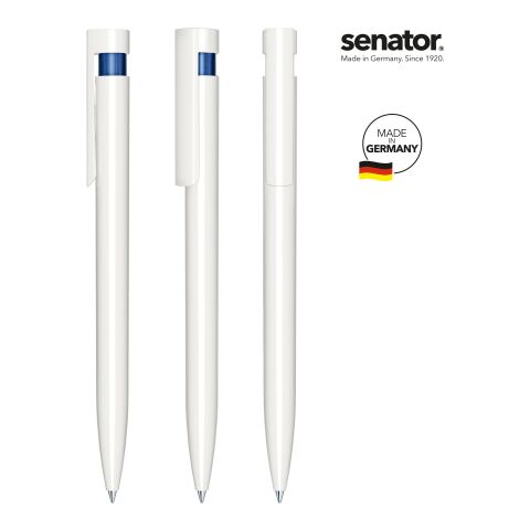 Werbeartikel senator Liberty Polished Basic Druckkugelschreiber – weiß-marineblau – mit Logo bedruckt
