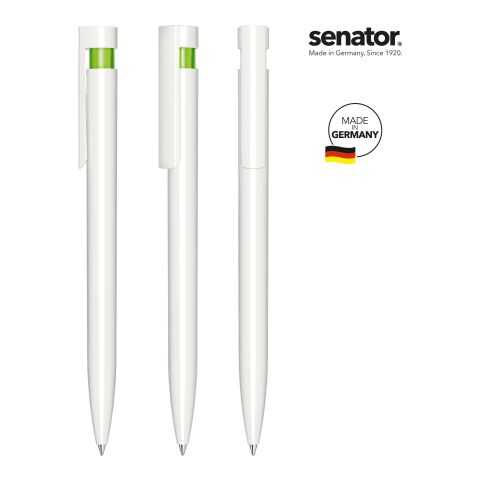 Werbeartikel senator Liberty Polished Basic Druckkugelschreiber – weiß-hellgrün – mit Logo bedruckt