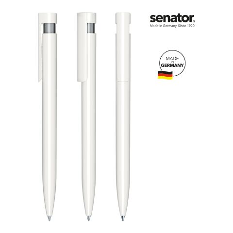 Werbeartikel senator Liberty Polished Basic Druckkugelschreiber – weiß-grau – mit Logo bedruckt
