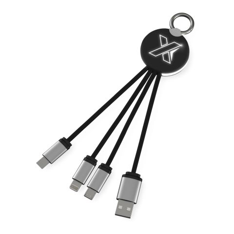 Werbeartikel SCX.design C16 Kabel mit Leuchtlogo – schwarz-weiß – mit Logo bedruckt