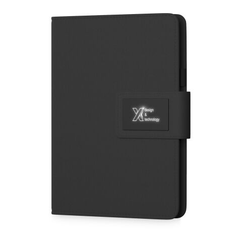 SCX.design O16 A5 Notizbuch mit Powerbank und Leuchtlogo Standard | schwarz | ohne Werbeanbringung | Nicht verfügbar | Nicht verfügbar
