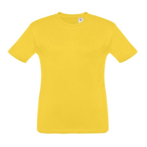 Werbeartikel THC QUITO. Unisex Kinder T-shirt – Gelb – mit Logo bedruckt
