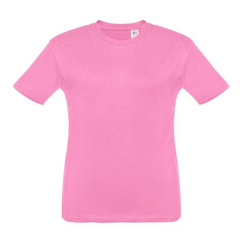 Werbeartikel THC QUITO. Unisex Kinder T-shirt – Hellrosa – mit Logo bedruckt