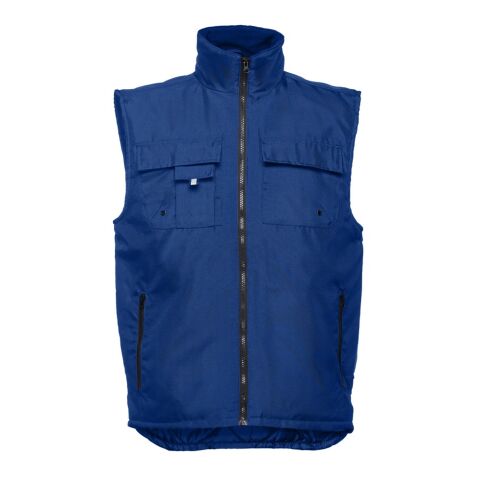 Werbeartikel THC STOCKHOLM. Gesteppte Arbeitsweste mit Futter – königsblau – mit Logo bedruckt