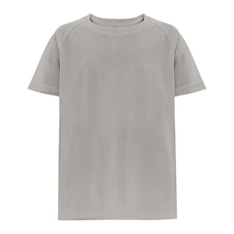 Werbeartikel THC MOVE KIDS. Technisches T-Shirt mit kurzen Ärmeln aus Polyester für Kinder – Hellgrau – mit Logo bedruckt