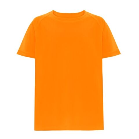 Werbeartikel THC MOVE KIDS. Technisches T-Shirt mit kurzen Ärmeln aus Polyester für Kinder – Hexachrome orange – mit Logo bedruckt
