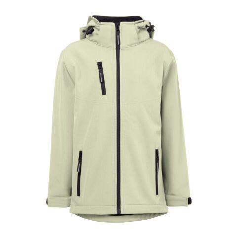 Arbeitskleidung Softshell-Kinderjacke THC ZAGREB – pastellgrün – mit Logo bedruckt nachhaltig Gr. 4