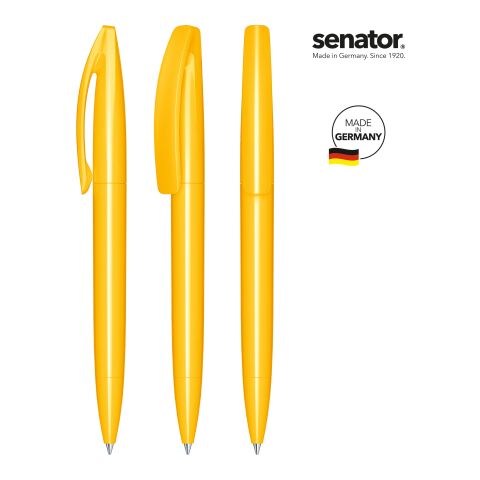 Werbeartikel senator Bridge Polished Drehkugelschreiber – gelb – mit Logo bedruckt