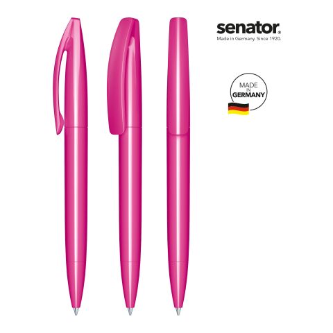 Werbeartikel Kugelschreiber senator Bridge Polished – pink – mit Logo bedruckt Drehkugelschreiber Marken-Schreibgerät für Messen & Events