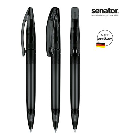 Firmengeschenk senator Bridge Clear – schwarz – mit Logo bedruckt Marken-Kugelschreiber als Drehkugelschreiber für Messen & Events