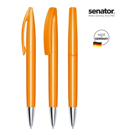Werbemittel senator Bridge Polished MT – orange – mit Logo bedruckt Marken-Kugelschreiber als Werbeartikel für Messen & Events