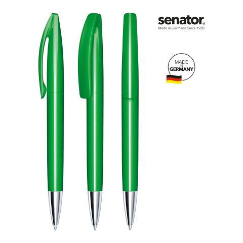 Werbeartikel senator Bridge Polished – grün – mit Logo bedruckt Dreh-Kugelschreiber hochwertiges Schreibgerät für Messen & Events