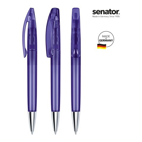 Werbemittel Kugelschreiber senator Bridge Clear MT – violett – mit Logo bedruckt Drehmechanismus für Messen & Events