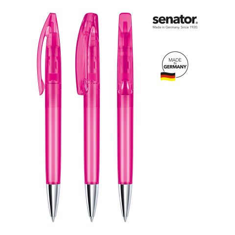 Werbeartikel Senator Bridge Clear MT – pink – mit Logo bedruckt Dreh-Kugelschreiber Marken-Schreibgerät für Messen & Events