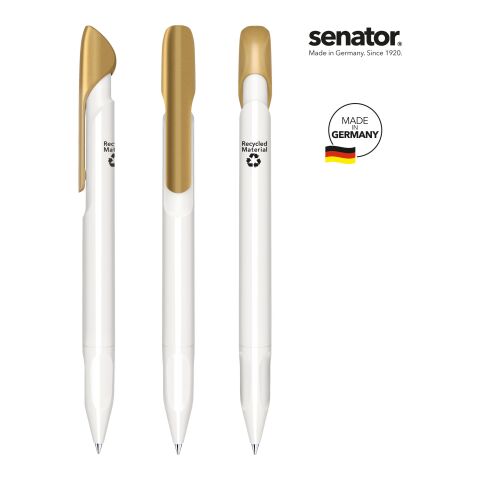 Mitarbeitergeschenk Kugelschreiber senator Evoxx Polished Recycled – gold – mit Werbedruck 100% Recycling-Material 5000m nachhaltiges Schreibgerät