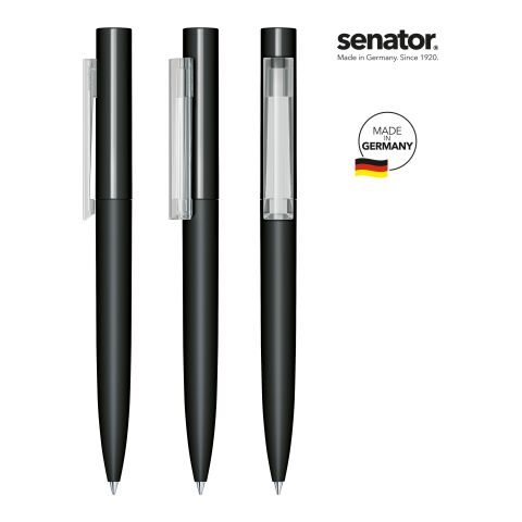Kundengeschenk senator Headliner Soft Touch – schwarz-weiß – mit Logo bedruckt Drehkugelschreiber hochwertige Marken-Kugelschreiber