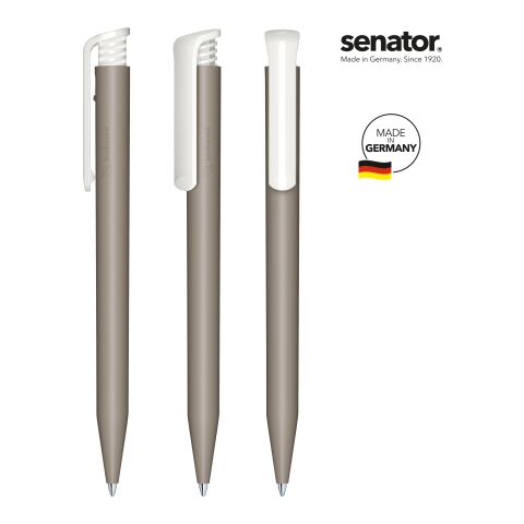 Werbeartikel senator Super Hit BIO Druckkugelschreiber – grau – mit Logo bedruckt nachhaltig blau schreibend für den Büroalltag