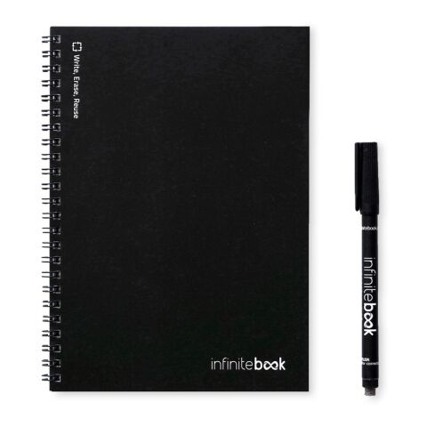 INFINITEBOOK PLAIN A5. "Infinitebook" mit flexiblem Einband und 15 unlinierten Whiteboard Seiten schwarz | ohne Werbeanbringung | Nicht verfügbar | Nicht verfügbar | Nicht verfügbar