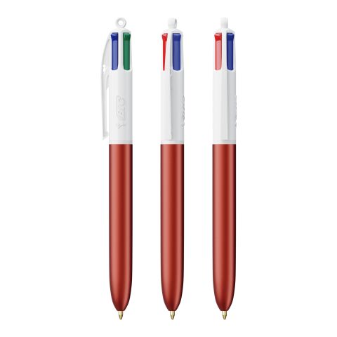 BIC® 4 Colours Glacé Kugelschreiber Weiß-Rot | 1-farbiger Siebdruck | Schaft-rechts vom Clip | 30.00 mm x 43.00 mm