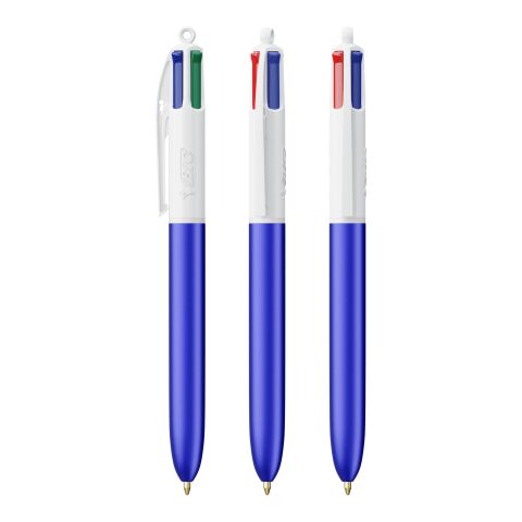BIC® 4 Colours Glacé Kugelschreiber Weiß-mittelblau | 1-farbiger Siebdruck | Upper Part-gegenüber vom Clip | 22.00 mm x 10.00 mm