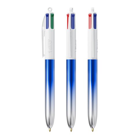 BIC® 4 Colours® Bicolor blau/ silber | 1-farbiger Siebdruck | Schaft-Clipverlängerung | 30.00 mm x 43.00 mm