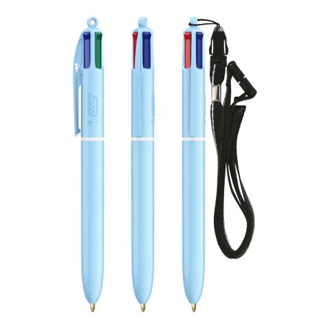 BIC® 4 Colours® Pastel + lanyard hellblau