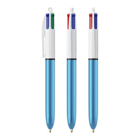 BIC® 4 Colours Shine Kugelschreiber Weiß-blaumetallic | ohne Werbeanbringung | Nicht verfügbar | Nicht verfügbar