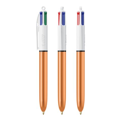 Werbeartikel BIC 4 Colours Shine Kugelschreiber – Weiß-roségold – mit Logo bedruckt