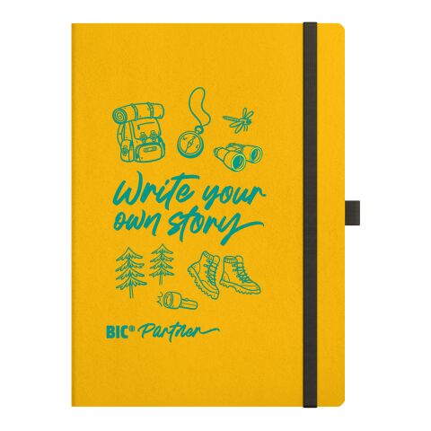 Nachhaltiger Werbeartikel BIC Partner A5 FruitCover – gelb liniertes papier – mit Logo bedruckt