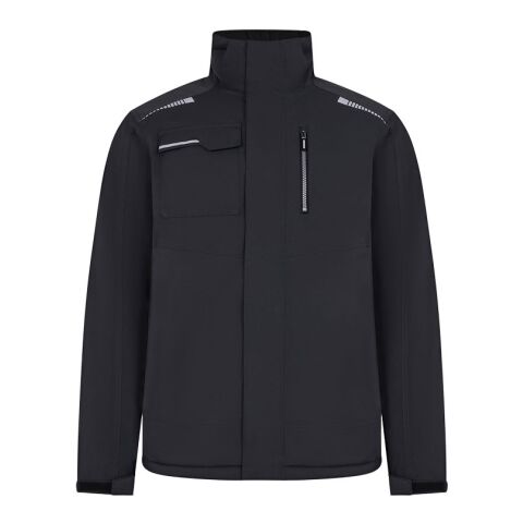 Werbeartikel VL NYX. Gepolsterte Jacke (180 g/m²), aus recyceltem Polyester (50 %) und Polyester (50 %) – Grau – mit Logo bedruckt