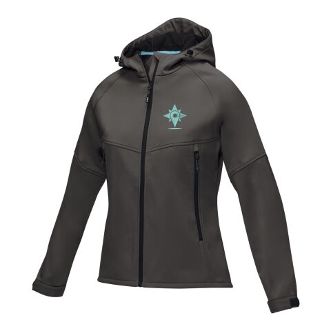 Werbeartikel Coltan Softshelljacke aus recyceltem Material für Damen – storm grey – XXL – mit Logo bedruckt