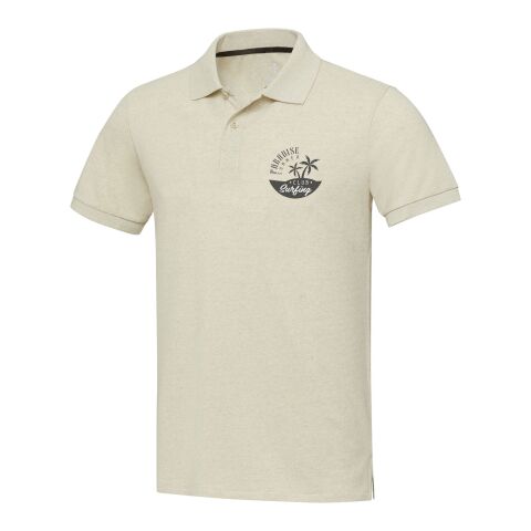 Werbeartikel Emerald Polo Unisex aus recyceltem Material – oatmeal – M – mit Logo bedruckt