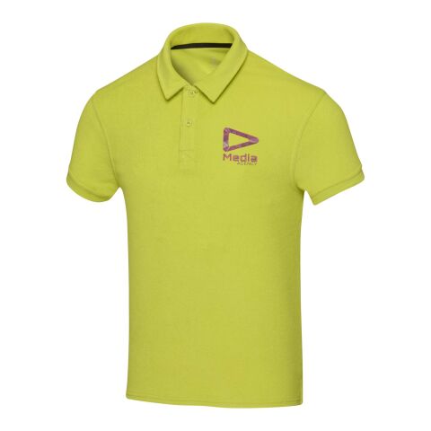 Werbeartikel Akoya Poloshirt aus recyceltem Frottee Unisex – limone – L – mit Logo bedruckt