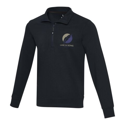 48h Express-Druck Werbeartikel Tin Aware Pullover mit Half-Zip Reißverschluss aus recyceltem Material Unisex – navy – XS – mit Logo bedruckt
