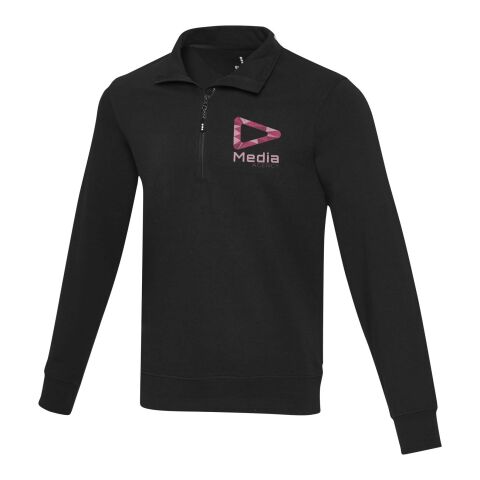48h Express-Druck Werbeartikel Tin Aware Pullover mit Half-Zip Reißverschluss aus recyceltem Material Unisex – schwarz – 3XL – mit Logo bedruckt