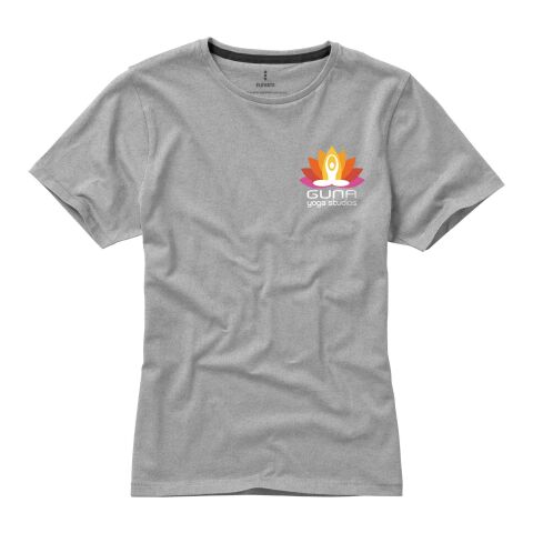 Werbeartikel Nanaimo Damen T Shirt – grau meliert – M – mit Logo bedruckt