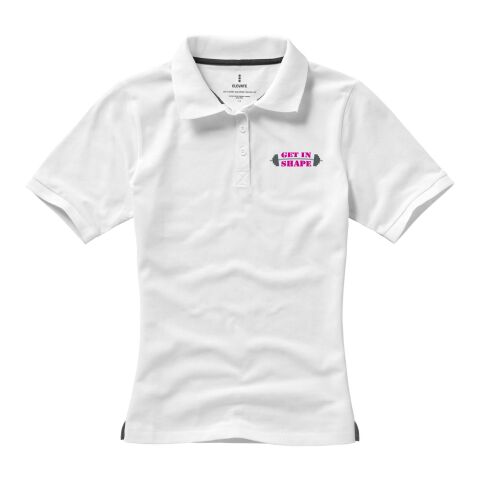 Werbeartikel Calgary Damen Poloshirt – weiß – XS – mit Logo bedruckt