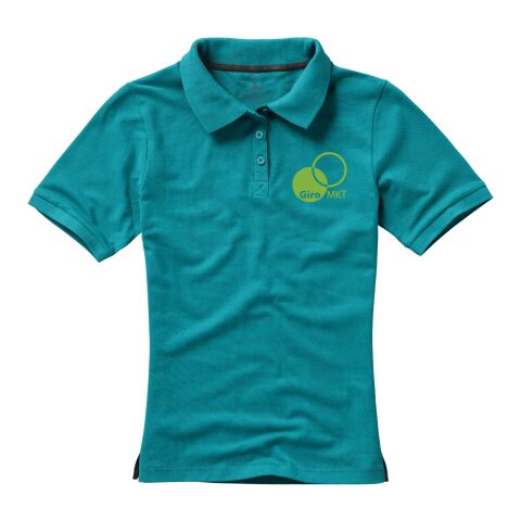 Werbeartikel Calgary Damen Poloshirt – aquablau – XS – mit Logo bedruckt