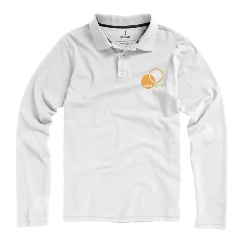 Werbeartikel Oakville Langarm Poloshirt – weiß – 3XL – mit Logo bedruckt