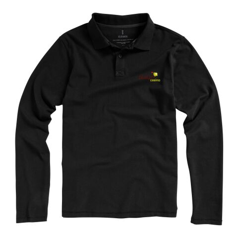 Werbeartikel Oakville Langarm Poloshirt – schwarz – S – mit Logo bedruckt